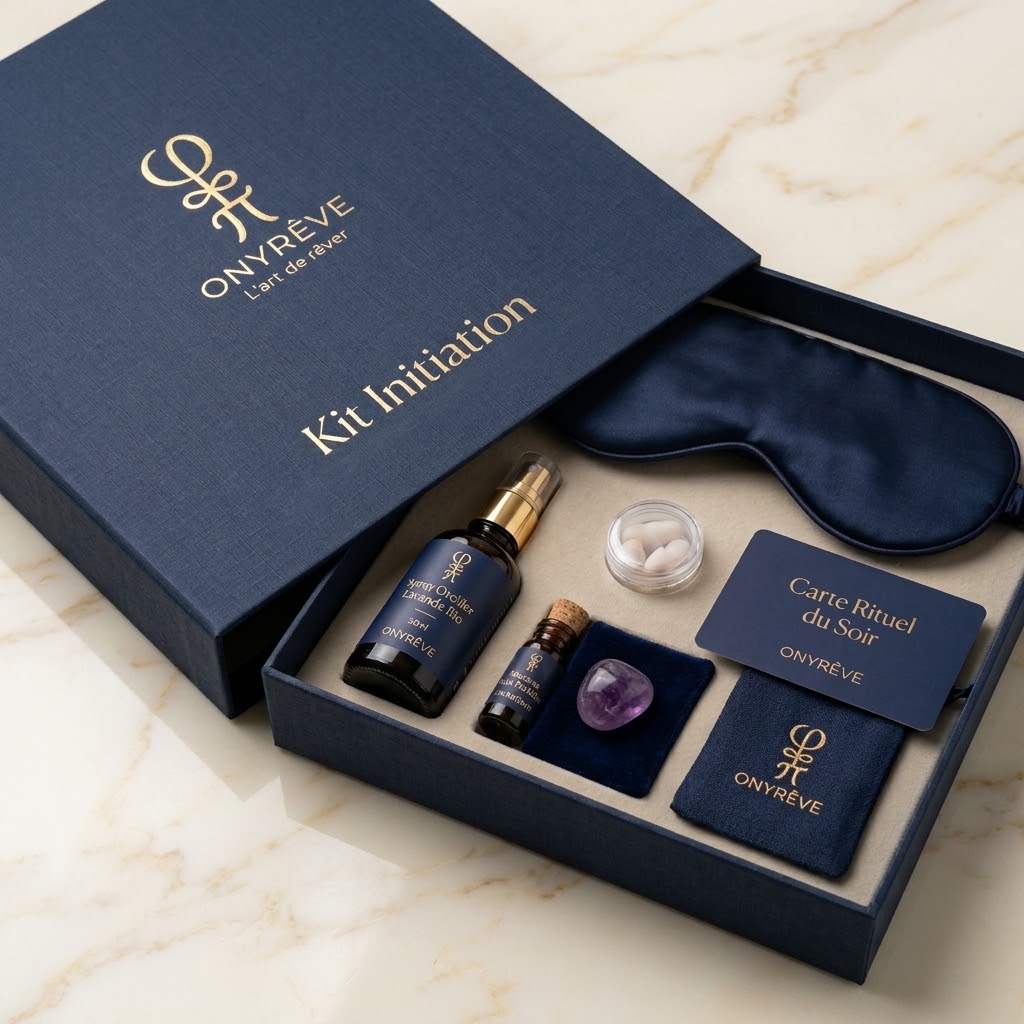 Coffret Kit Initiation ONYRÊVE avec masque de soie, boules Quies et accessoires du rituel du soir